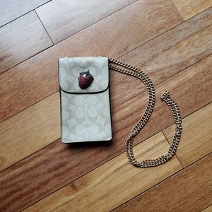 NWOT Coach Phone Crossbody Bag with Signature Strawberry